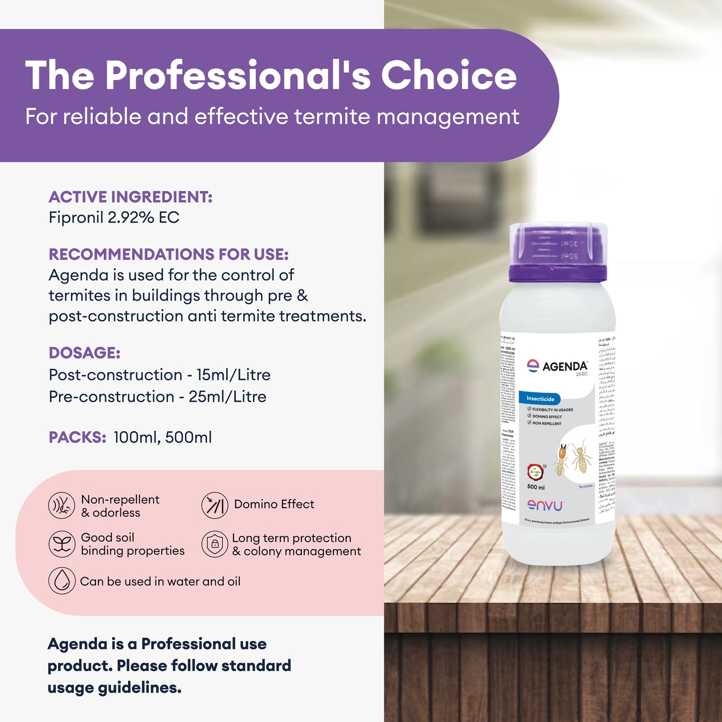 Agenda For Termite Control (Deemak Killer) - 500 Ml | Anti Termite Chemical For Pre And Post-Construction