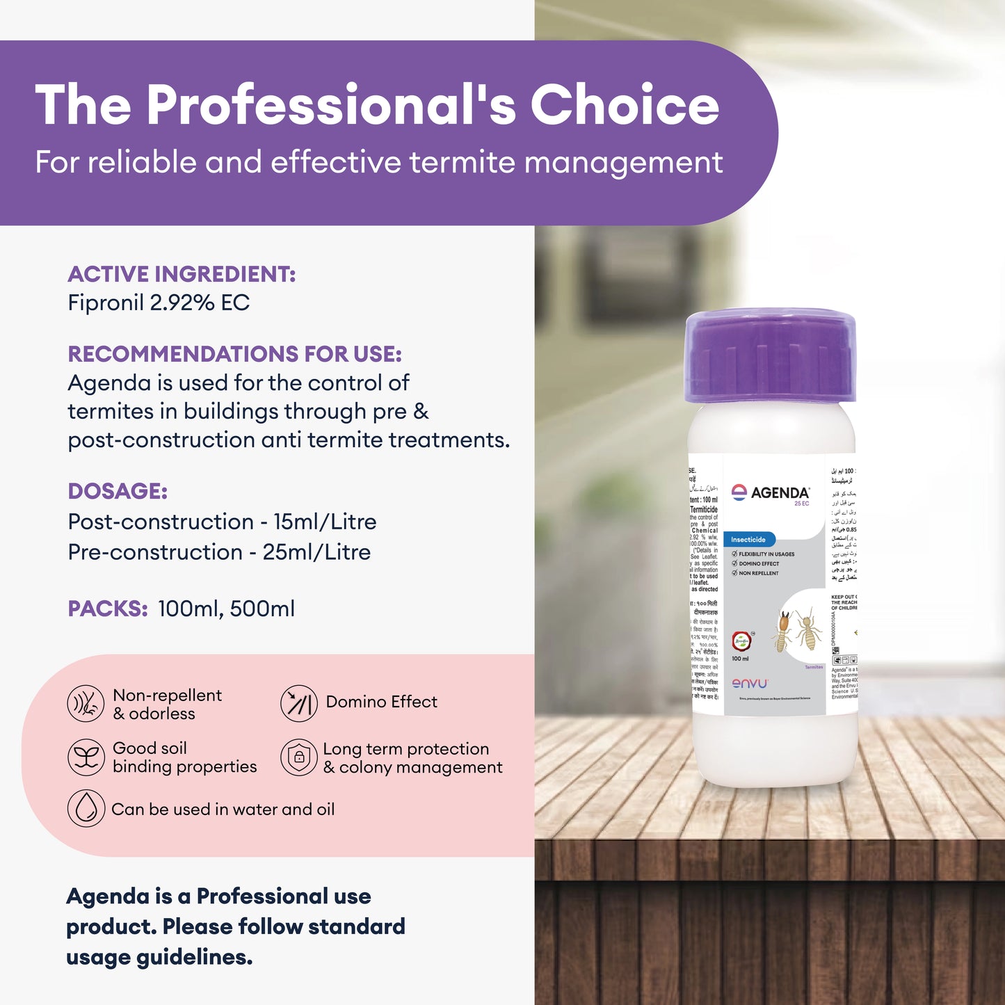 Agenda For Termite Control (Deemak Killer) - 100 Ml | Anti Termite Chemical For Pre And Post-Construction