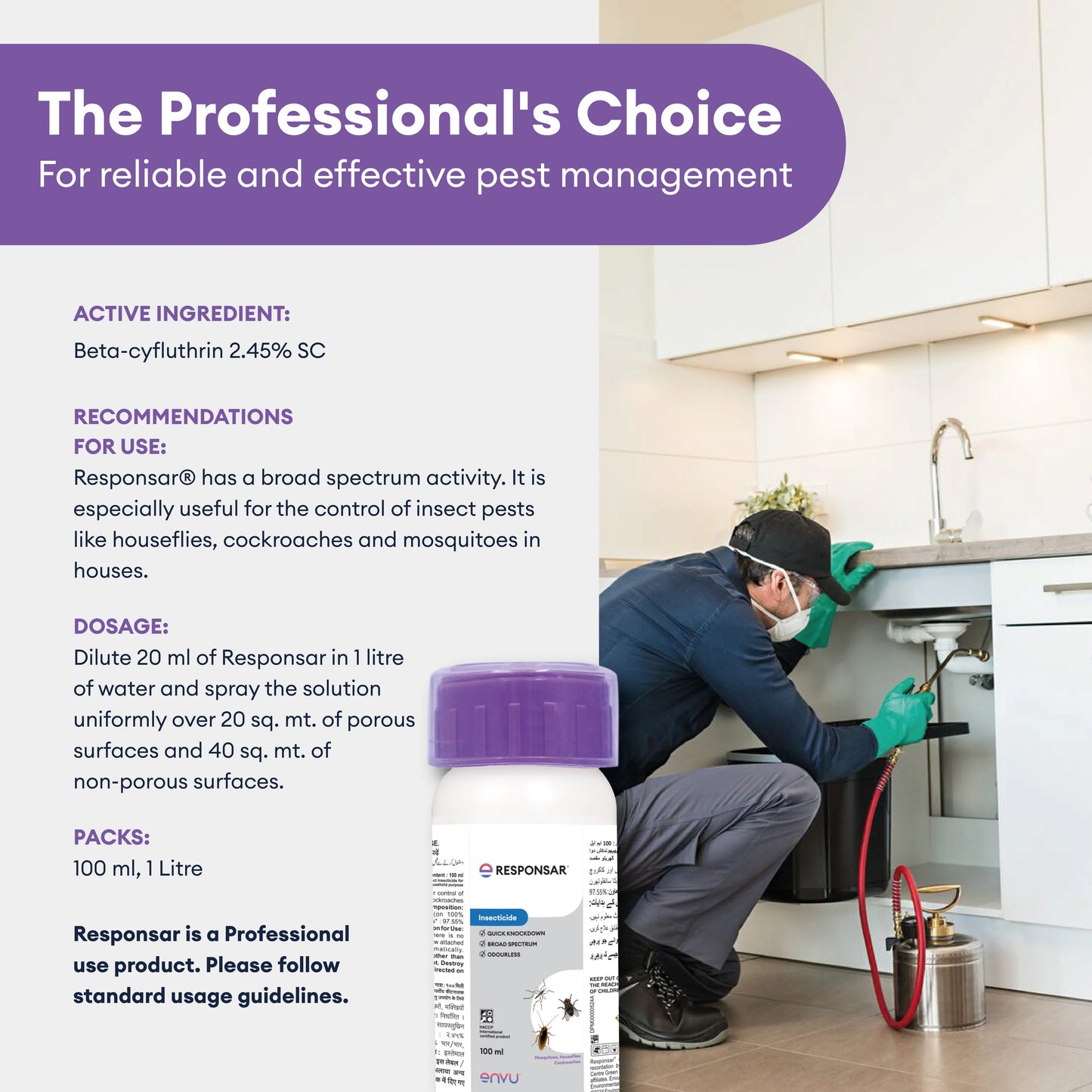 Responsar (100 ml) | Cockroach, Mosquito & Housefly Control