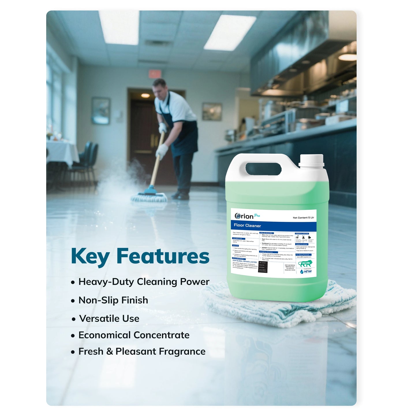 Orion Pro Floor Cleaner Concentrate – 5 Litre | Concentrated Floor Cleaner for Commercial, Industrial & Home Use