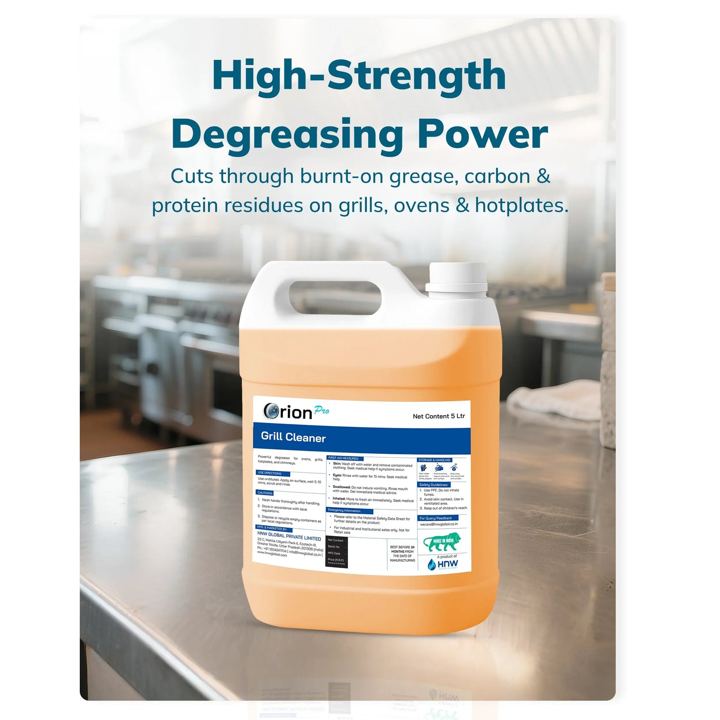 Orion Pro Grill Cleaner – 5 litre | Heavy Duty Degreaser for Grills, Ovens & Commercial Kitchen Equipment