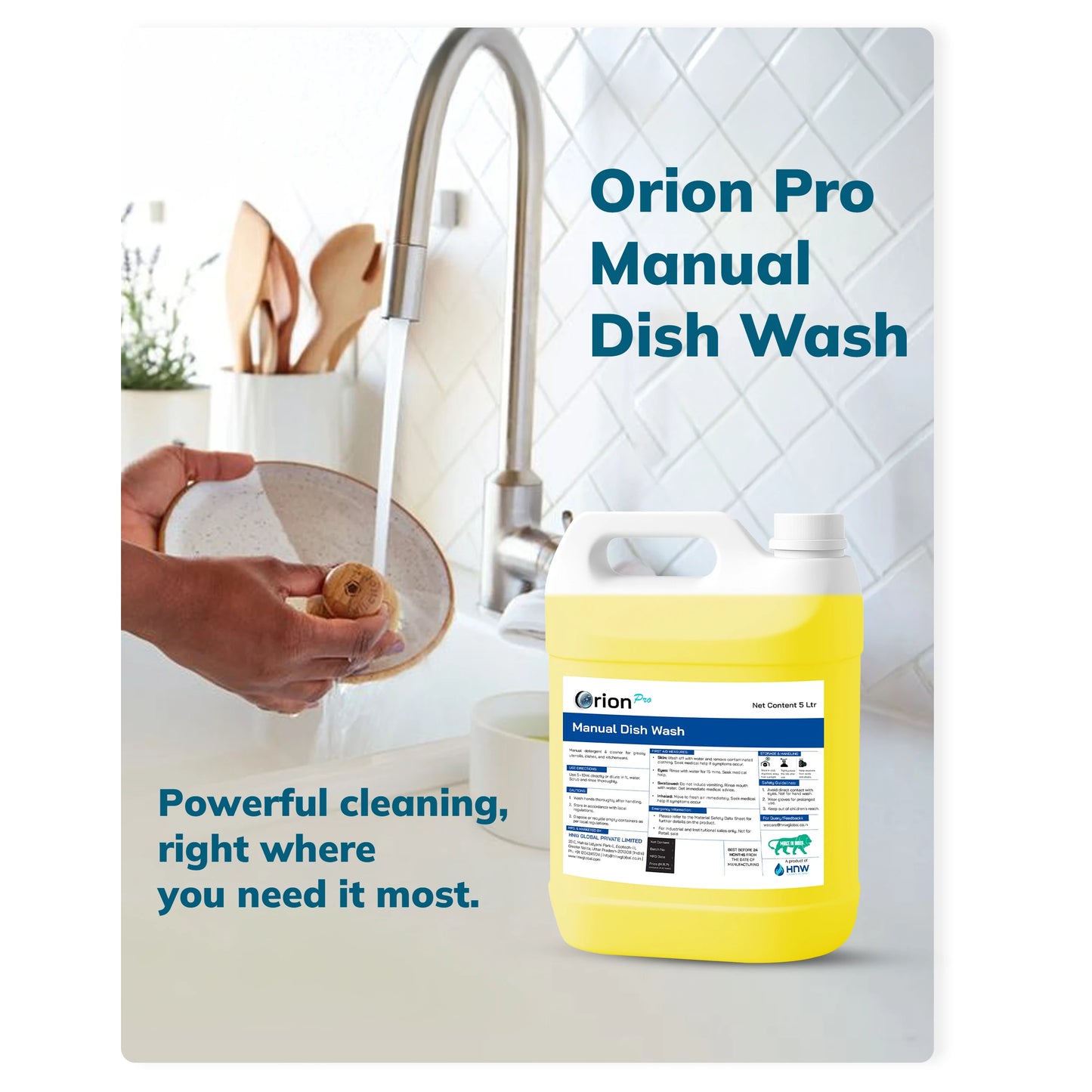 Orion Pro Manual Dishwash – 5 Litre | Concentrated Liquid Detergent