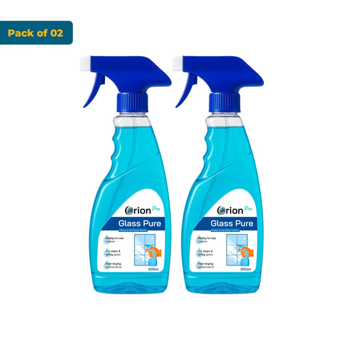 Orion Pro Glass Cleaner - 500ml (Pack of 4) | Suitable For Glass, Mirrors, Appliances Like Microwaves, Ceramic Tiles, Glazed Tiles, Granite