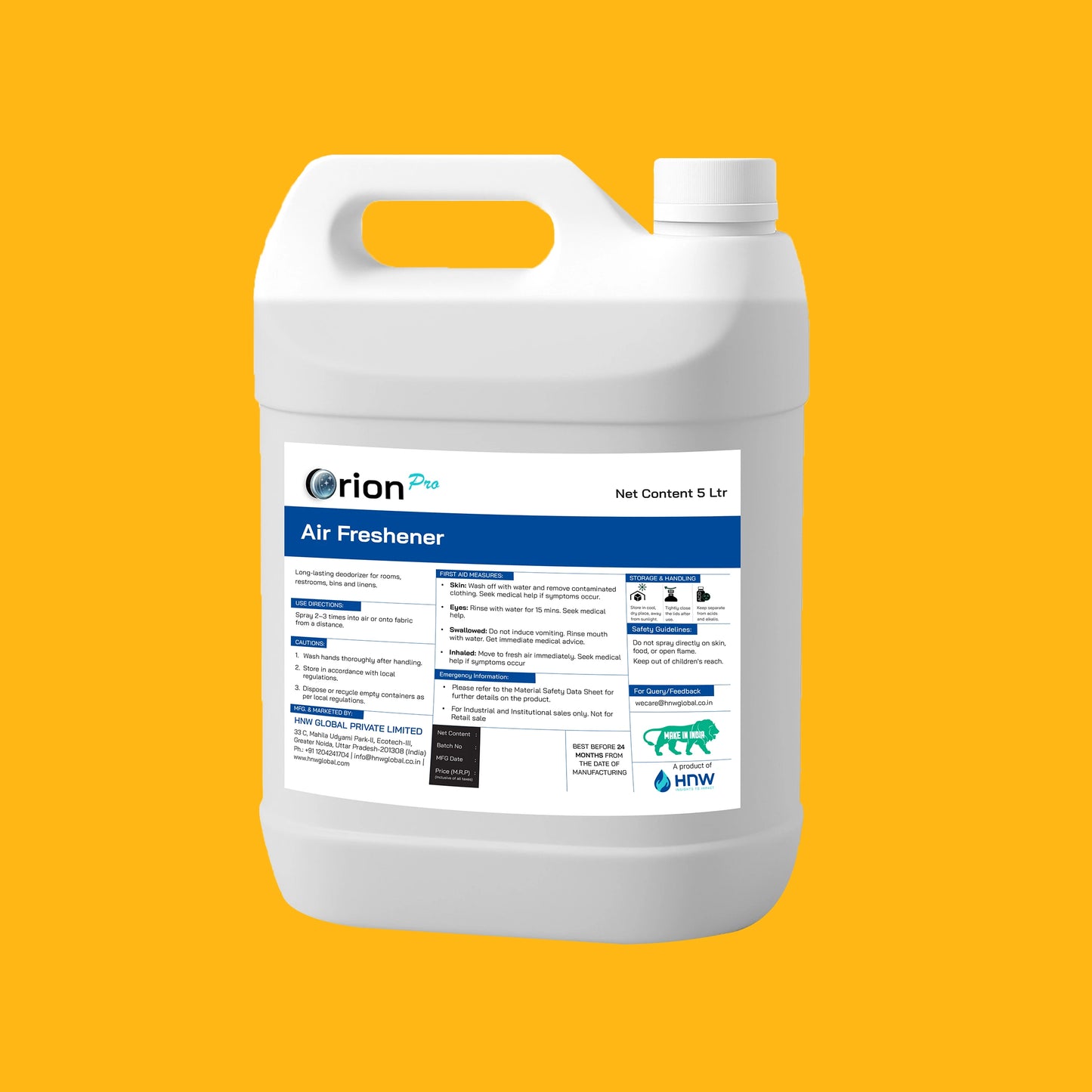 Orion Pro Air Freshener – 5Litre | Ready-to-Use Long-Lasting Odor Neutralizer for Commercial & Home Spaces