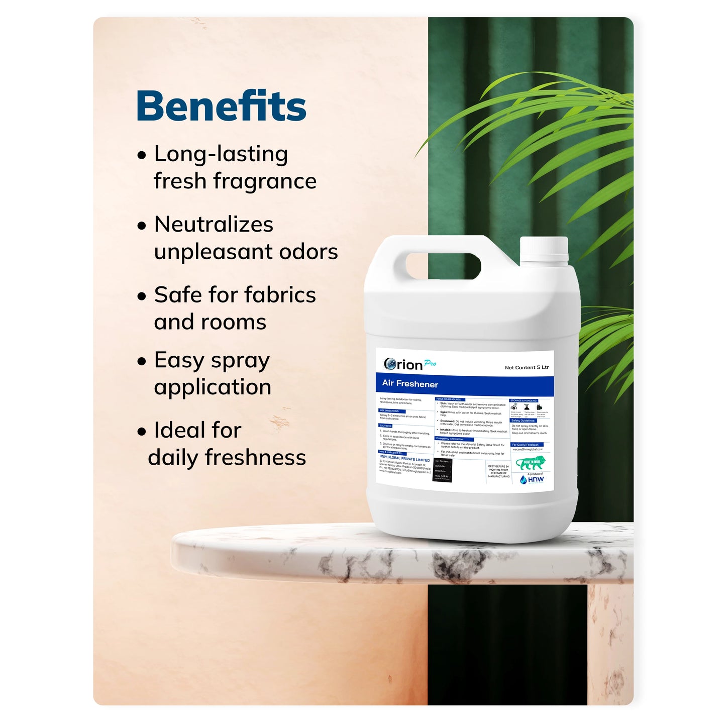 Orion Pro Air Freshener – 5Litre | Ready-to-Use Long-Lasting Odor Neutralizer for Commercial & Home Spaces