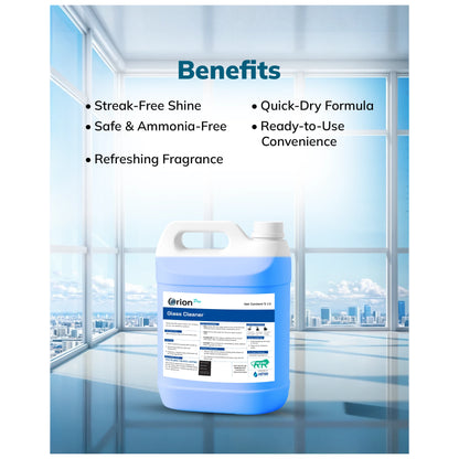 Orion Pro Glass Cleaner - 5 L | Suitable For Glass, Mirrors, Appliances Like Microwaves, Ceramic Tiles, Glazed Tiles, Granite