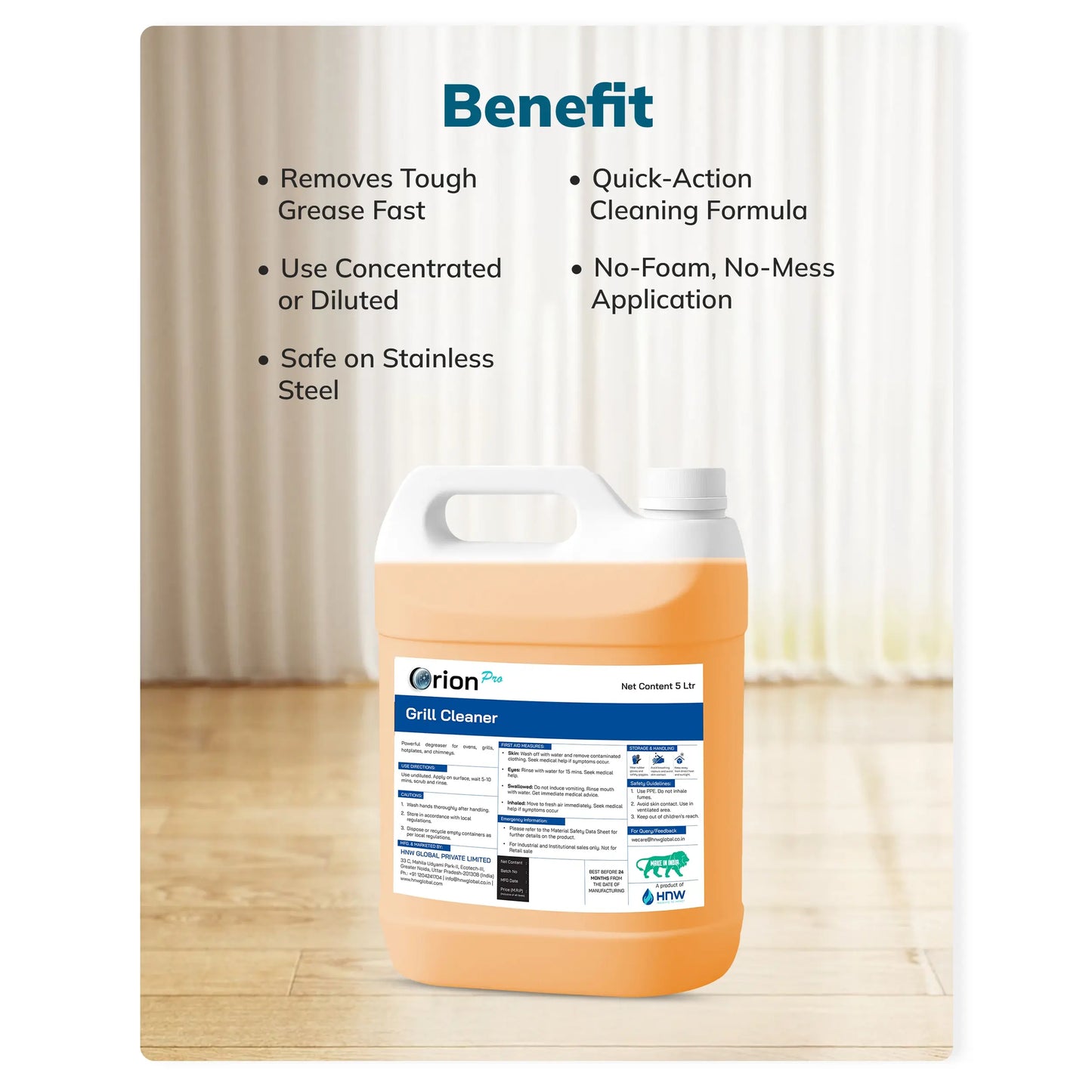 Orion Pro Grill Cleaner – 5 litre | Heavy Duty Degreaser for Grills, Ovens & Commercial Kitchen Equipment