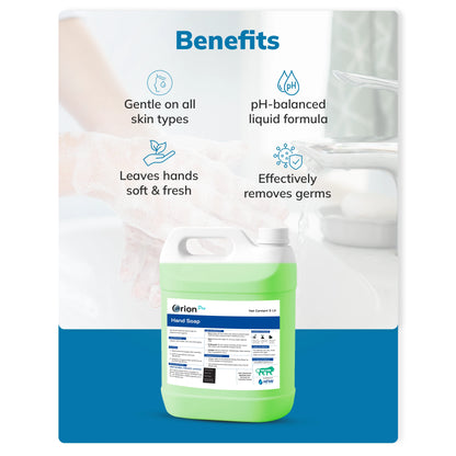 Orion Pro Hand Soap – 5 L | Handwash Liquid Refill Can| Antibacterial germ-protect | pH Balanced | Fragrance - Green Apple, Rose, Lemon, Lavender