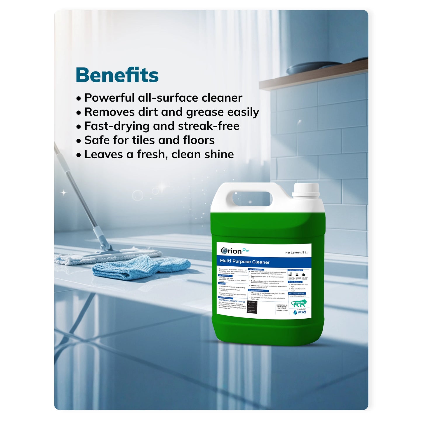 Orion Pro Multi-Purpose Cleaner - 5 Litre | Concentrated All Surface Cleaning Solution