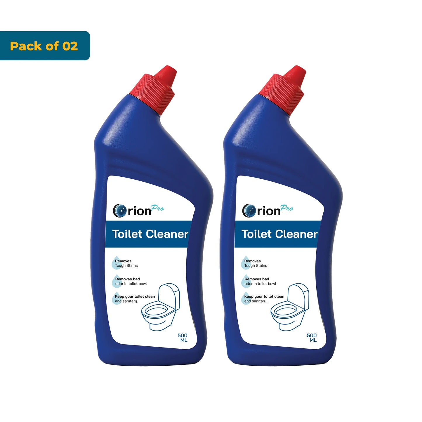 Orion Pro Toilet Cleaner – 500ml (Pack of 2) | Heavy-Duty Disinfecting Toilet & Urinal Cleaner for Professional and Home Hygiene